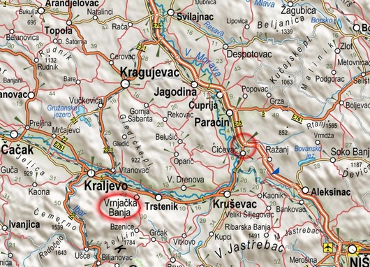 trstenik srbija mapa Karta Vrnjačke Banje trstenik srbija mapa